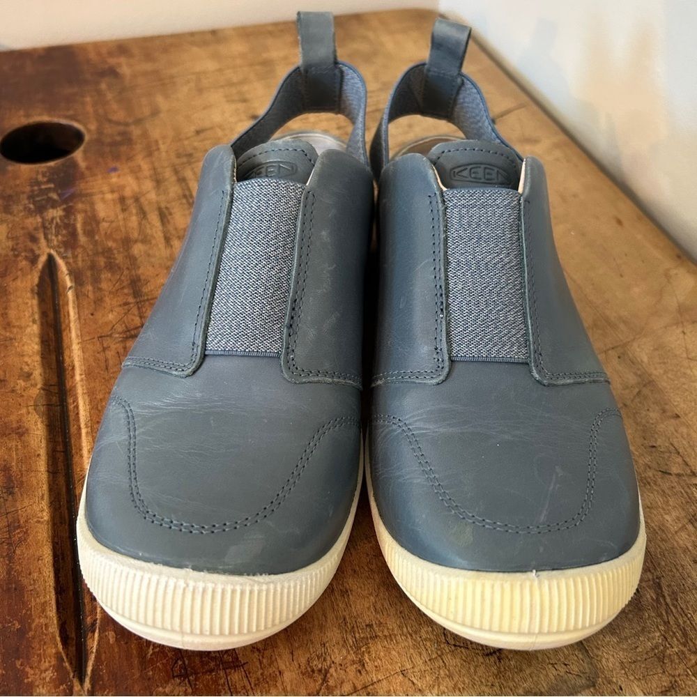 KEEN Lorelai 2 Slip-on Dark Blue Gray Leather Sneakers Elastic Back Women's 7 - Picture 12 of 14